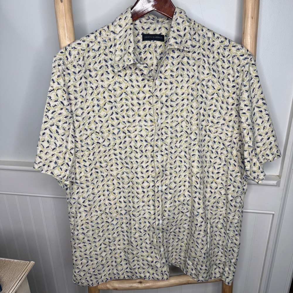 Jhane Barnes Mens XL Short Sleeve Button Down Shirt Abstract Geometric Print